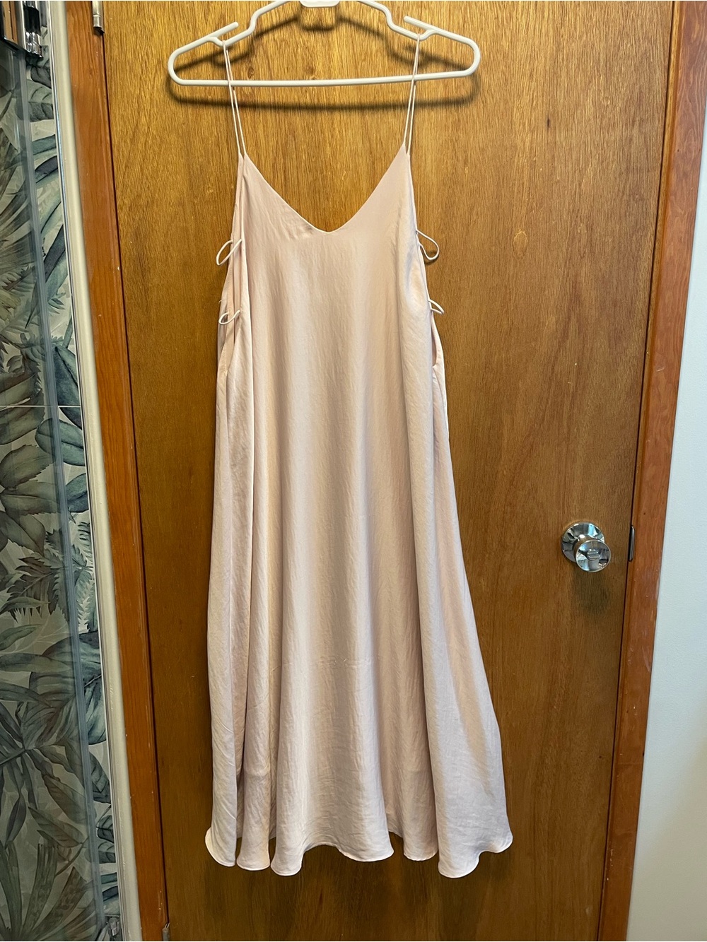 silence + noise Blush Slip Midi Dress with Side Ties